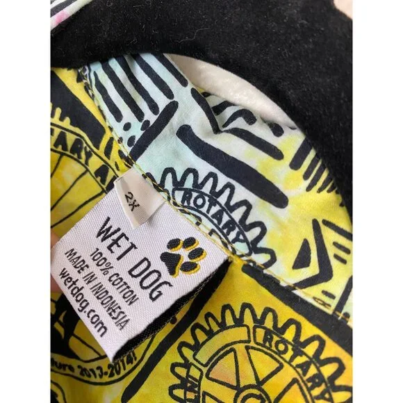 Wet Dog Mens Short Sleeve Hawaiian Shirt 2X‎ Colorful Geometric Tribal Design - Picture 13 of 13